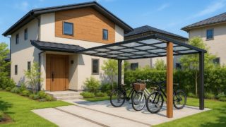 湘南の戸建て外構に施工されたサイクルポートのイメージ