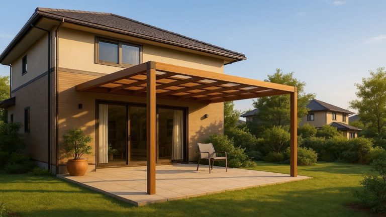 湘南の戸建て外構に施工されたテラス屋根のイメージ