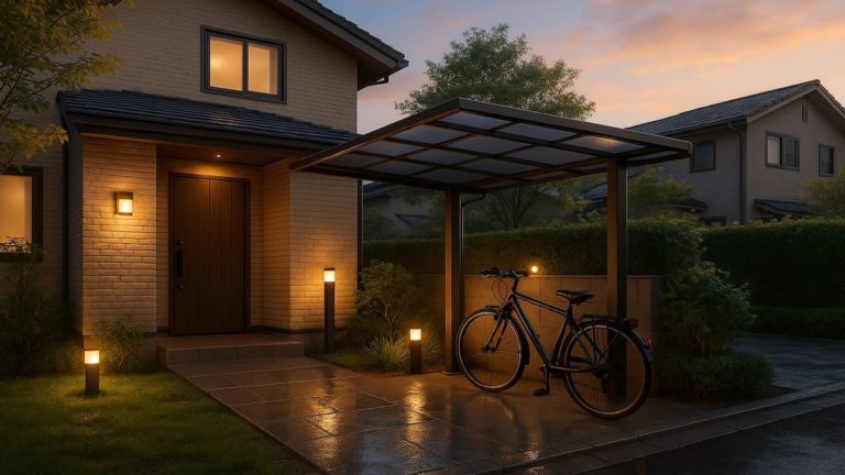 周南市の戸建て外構に施工された自転車置き場のイメージ