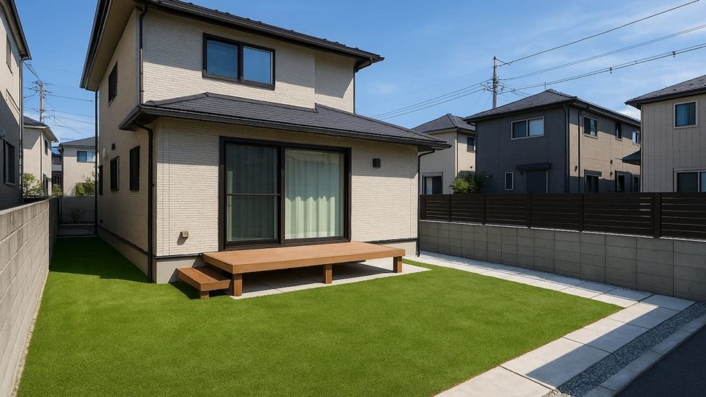 杉並区の戸建て外構に施工された人工芝のイメージ