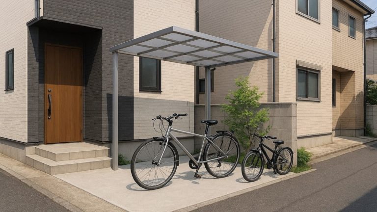 杉並区の戸建て外構に施工された自転車置き場のイメージ