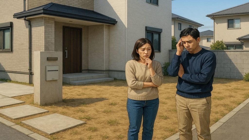 杉並区の外構工事の失敗にがっかりする夫婦のイメージ