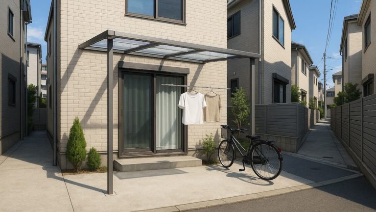 杉並区の戸建て外構に施工されたテラス屋根のイメージ