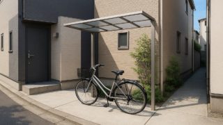 【吹田市】自転車置き場の本体+施工費|土間を後回しにする場合 吹田市の戸建て外構に施工された自転車置き場のイメージ