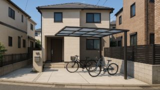 吹田市の戸建て外構に施工されたサイクルポートのイメージ