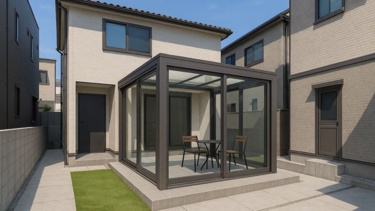 吹田市の戸建て外構に施工されたテラス囲い・サンルームのイメージ