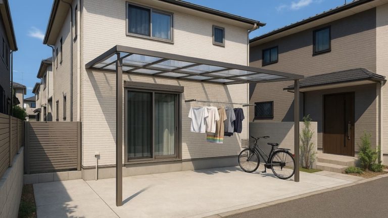 吹田市の戸建て外構に施工されたテラス屋根のイメージ