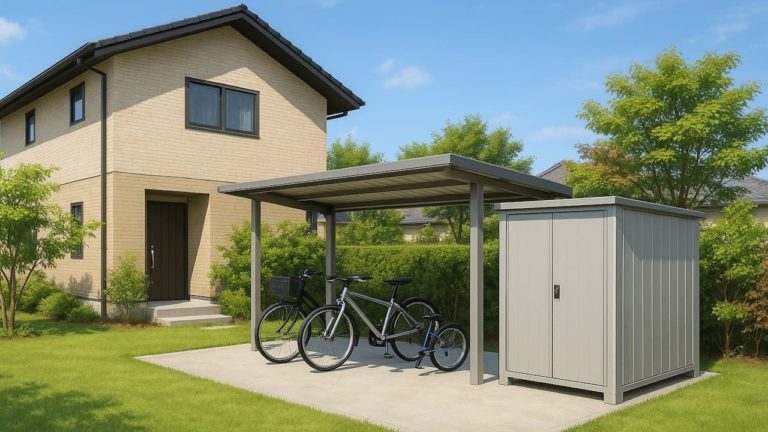 鈴鹿市の戸建て外構に施工された自転車置き場のイメージ