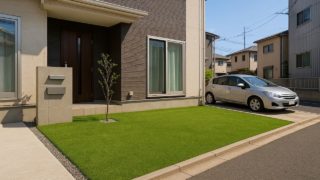 立川市の戸建て外構に施工された人工芝のイメージ