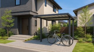 立川市の戸建て外構に施工された自転車置き場のイメージ