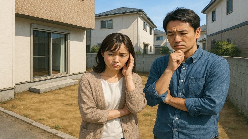 立川市の外構工事の失敗にがっかりする夫婦のイメージ