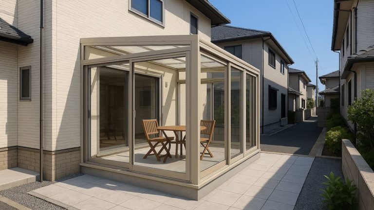 立川市の戸建て外構に施工されたテラス囲い・サンルームのイメージ