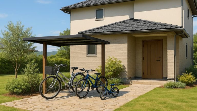 多治見市の戸建て外構に施工された自転車置き場のイメージ