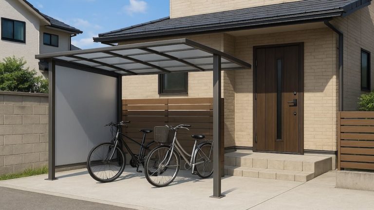 多治見市の戸建て外構に施工されたサイクルポートのイメージ