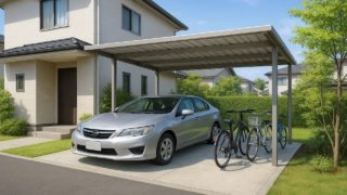 高浜市の戸建て外構に施工された自転車置き場のイメージ