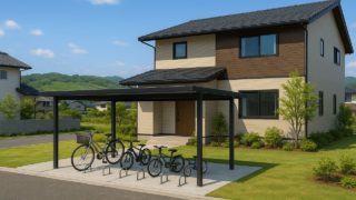 高浜市の戸建て外構に施工されたサイクルポートのイメージ