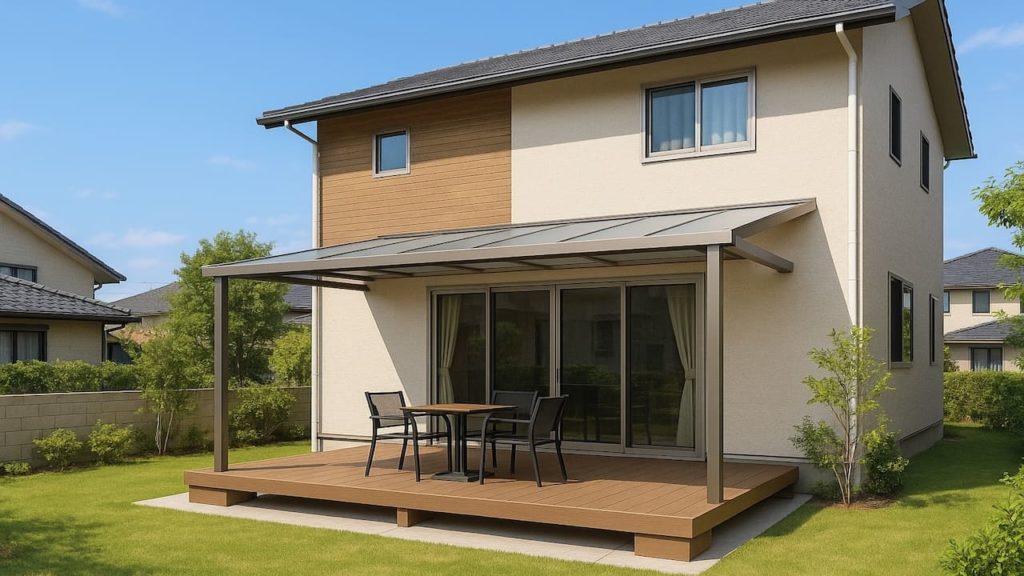 高松市の戸建て外構に施工されたテラス屋根のイメージ