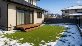 高岡市の戸建て外構に施工された人工芝のイメージ