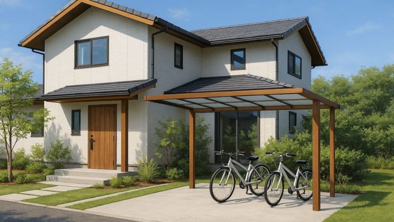 高岡市の戸建て外構に施工されたサイクルポートのイメージ