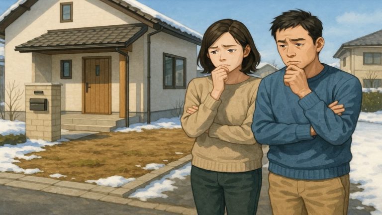 高岡市の外構工事の失敗にがっかりする夫婦のイメージ