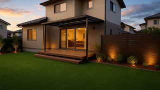 宝塚市の戸建て外構に施工された人工芝のイメージ