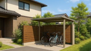 宝塚市の戸建て外構に施工された自転車置き場のイメージ