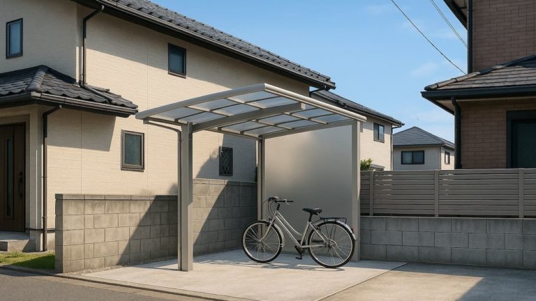 高崎市の戸建て外構に施工されたサイクルポートのイメージ