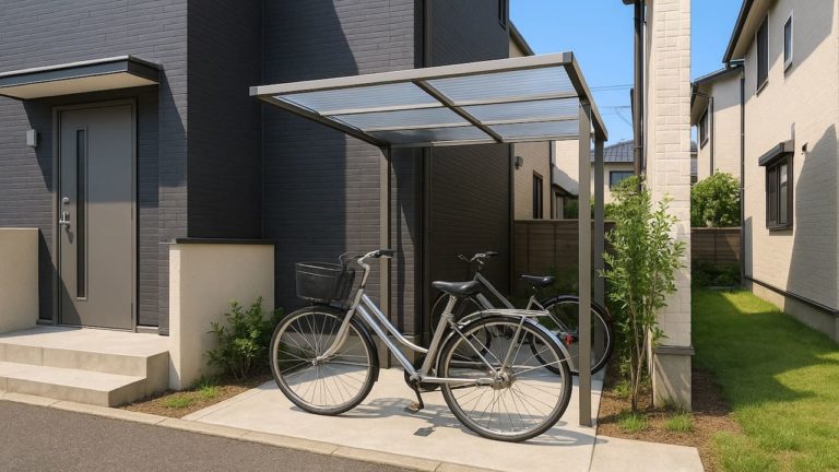 高槻市の戸建て外構に施工された自転車置き場のイメージ