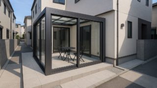 高槻市の戸建て外構に施工されたテラス囲い・サンルームのイメージ