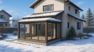 滝沢市の戸建て外構に施工されたテラス囲い・サンルームのイメージ