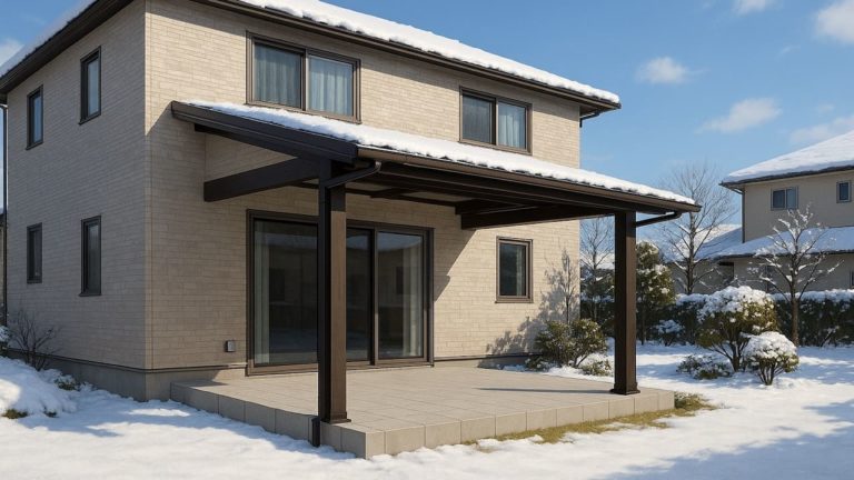 滝沢市の戸建て外構に施工されたテラス屋根のイメージ