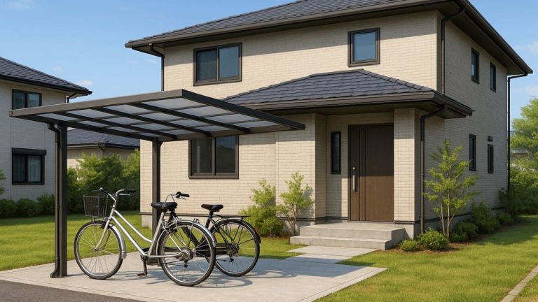 多摩市の戸建て外構に施工されたサイクルポートのイメージ