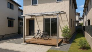 多摩市の戸建て外構に施工されたテラス屋根のイメージ