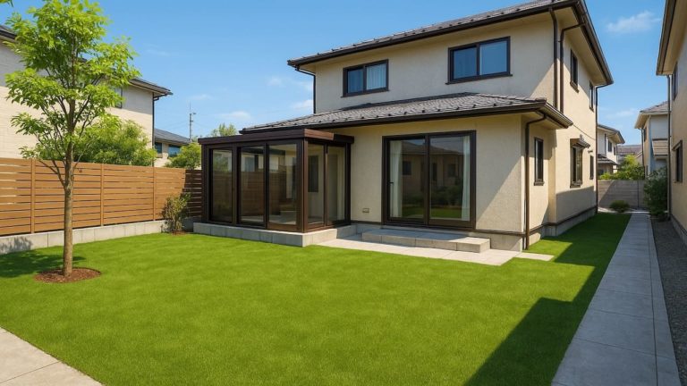 田辺市の戸建て外構に施工された人工芝のイメージ