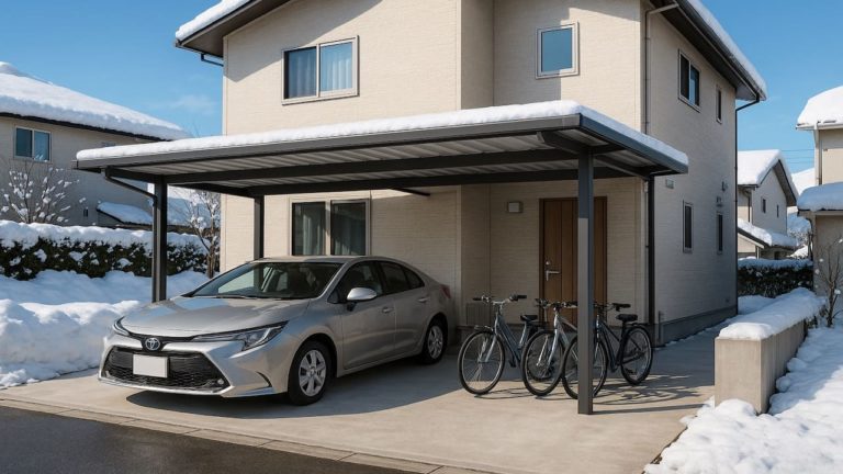 天童市の戸建て外構に施工された自転車置き場のイメージ