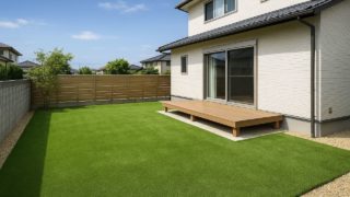 栃木県の戸建て外構に施工された人工芝のイメージ