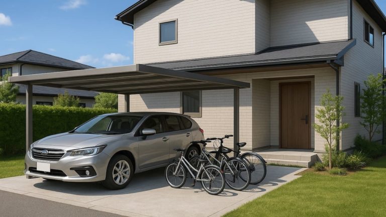 栃木県の戸建て外構に施工された自転車置き場のイメージ