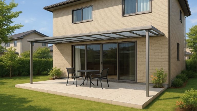 栃木県の戸建て外構に施工されたテラス屋根のイメージ