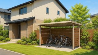 戸田市の戸建て外構に施工された自転車置き場のイメージ