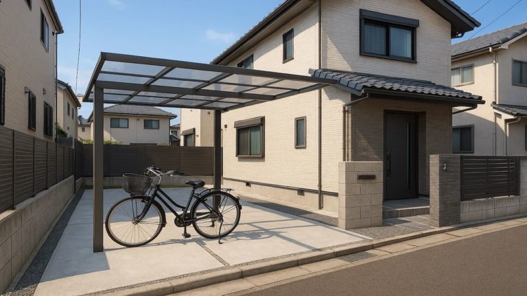 戸田市の戸建て外構に施工されたサイクルポートのイメージ