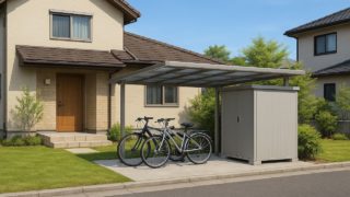 東海市の戸建て外構に施工された自転車置き場のイメージ