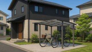 東海市の戸建て外構に施工されたサイクルポートのイメージ