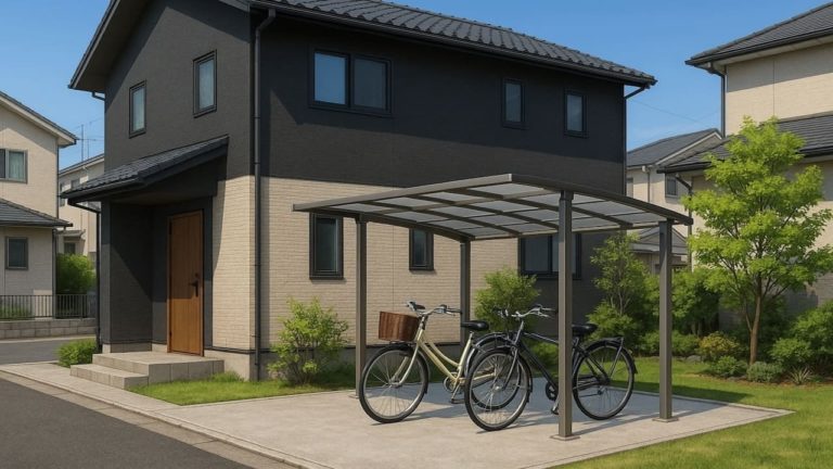 東海市の戸建て外構に施工されたサイクルポートのイメージ