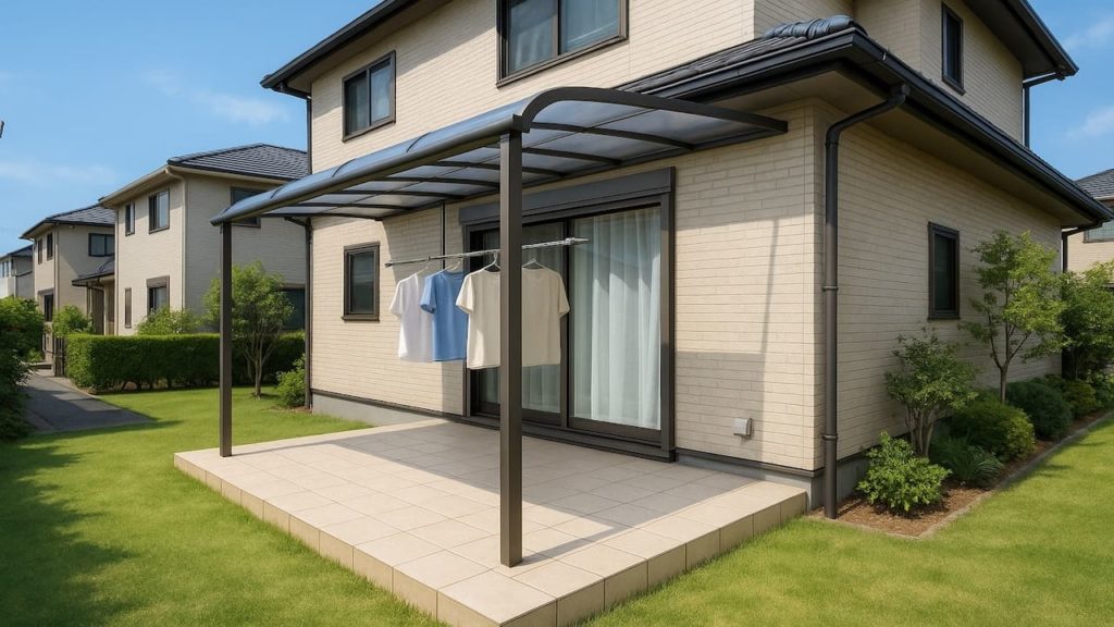 東海市の戸建て外構に施工されたテラス屋根のイメージ