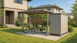 所沢市の戸建て外構に施工された自転車置き場のイメージ