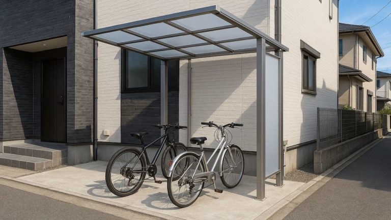 所沢市の戸建て外構に施工されたサイクルポートのイメージ