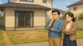 【所沢市】新築外構でありがちな失敗5つ|数年後に手入れが追いつかない例 所沢市の外構工事の失敗にがっかりする夫婦のイメージ