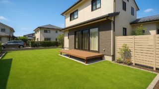 徳島県の戸建て外構に施工された人工芝のイメージ