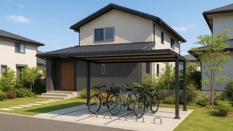 徳島県の戸建て外構に施工されたサイクルポートのイメージ