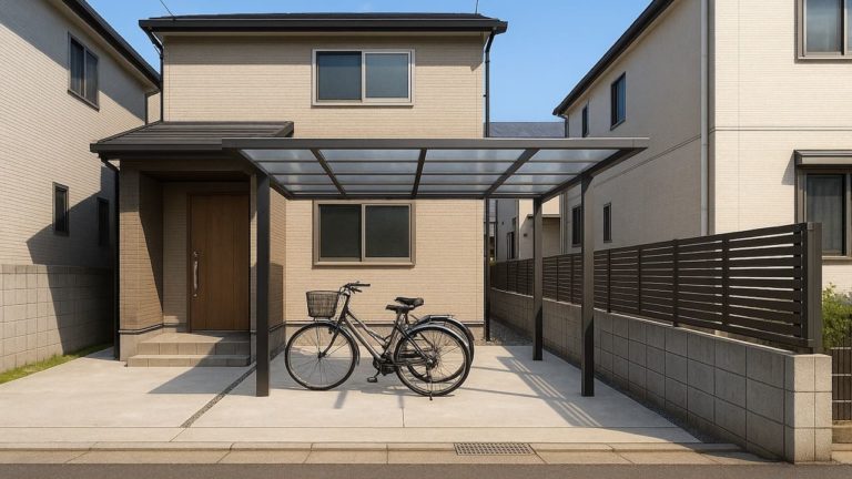 東京都の戸建て外構に施工されたサイクルポートのイメージ